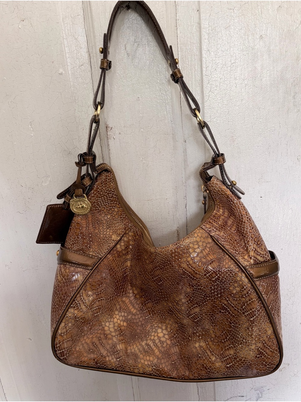 Brahmin Brown Snakeskin-Effect Shoulder Bag